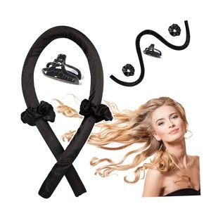 Heatless Hair Curler, No Heat Curling Headband with clips